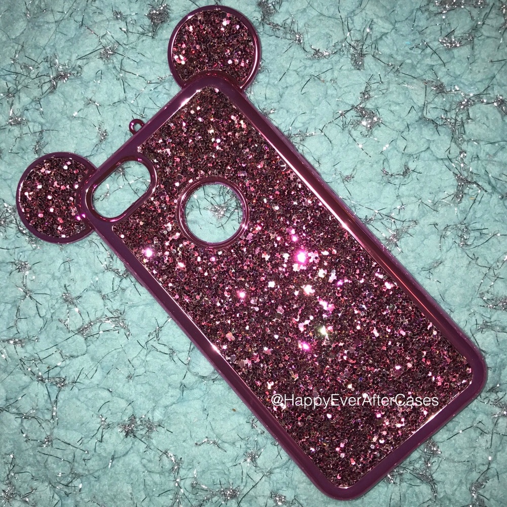 Disney inspired sparkly pink Mickey Mouse case